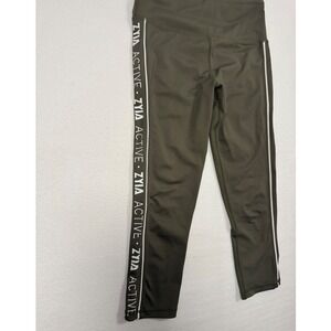 Sporty Zyia Compression Active Logo‎ Tape Leggings Womens 6-8 Olive Green